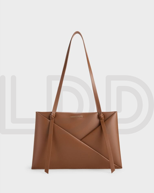 C-H-A-R-L-E-S & K-E-I-T-H Midori Geometric Tote – Modern Luxe Women Bag (Brown)
