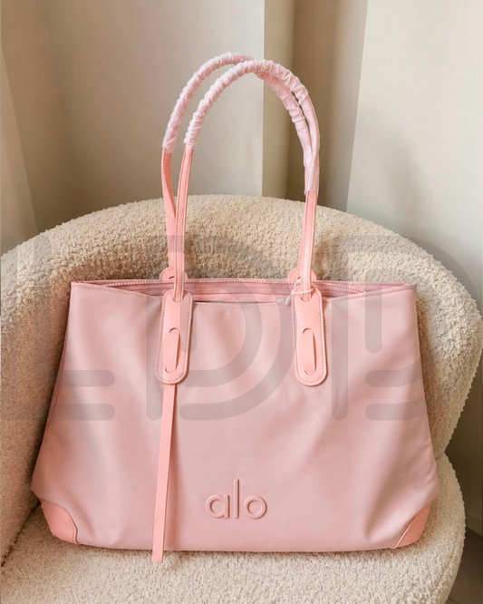 A-L-O Y-O-G-A Large Canvas Shopper Tote – Studio to Street Women Bag (Pink)