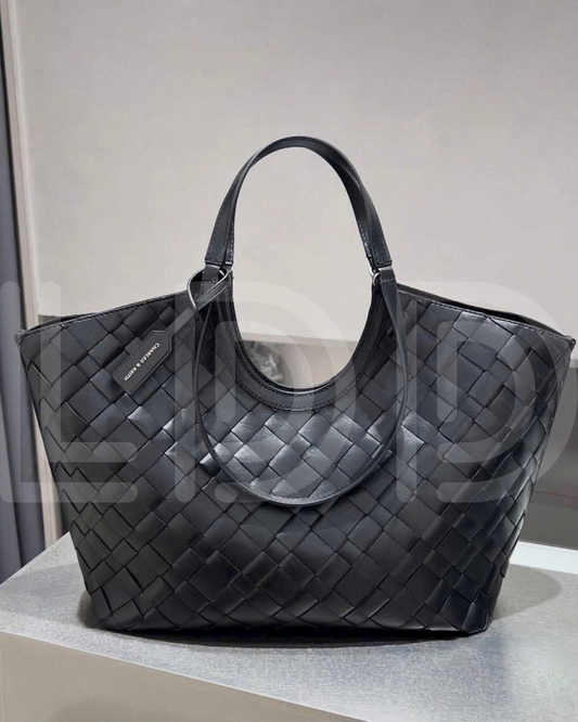 C-H-A-R-L-E-S & K-E-I-T-H Ivette Woven Tote – Modern Luxe Women Bag (Black)