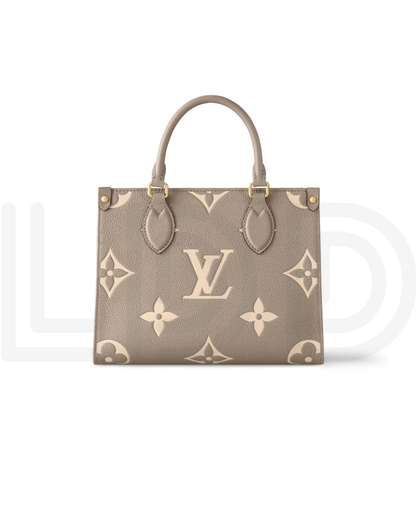 L-O-U-I-S V-U-I-T-T-O-N OnTheGo Handbag with Pouch – 2PC Luxe Women Bag Set (Cream/Dove)