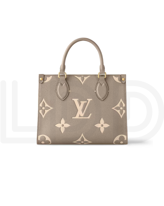 L-O-U-I-S V-U-I-T-T-O-N OnTheGo Handbag with Pouch – 2PC Luxe Women Bag Set (Cream/Dove)