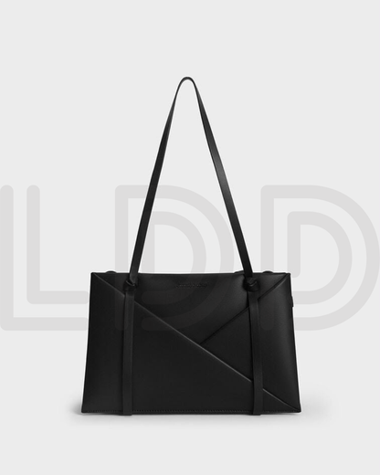 C-H-A-R-L-E-S & K-E-I-T-H Midori Geometric Tote – Modern Luxe Women Bag (Black)