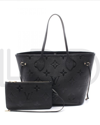 L-O-U-I-S V-U-I-T-T-O-N Neverfull MM Women Bag – Classic Edition 2pc (Black)