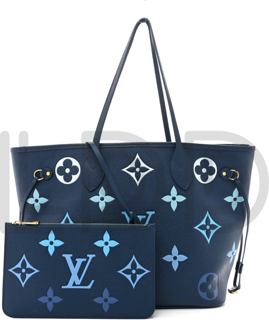 L-O-U-I-S V-U-I-T-T-O-N Neverfull MM Women Bag – Classic Edition 2pc (Blue)