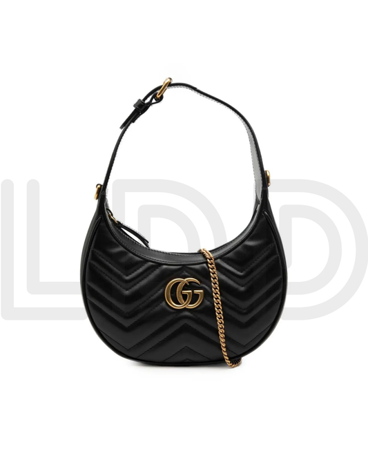 G-U-C-C-I GG Marmont Half-Moon Mini Bag – Elegant Luxe Women Bag (Black)