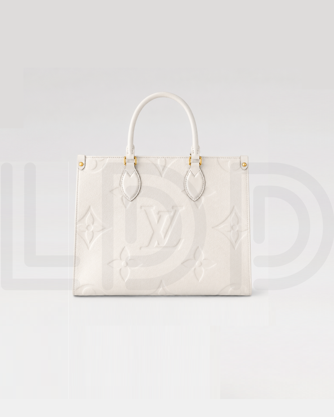 L-O-U-I-S V-U-I-T-T-O-N OnTheGo Handbag with Pouch – 2PC Luxe Women Bag Set (White)