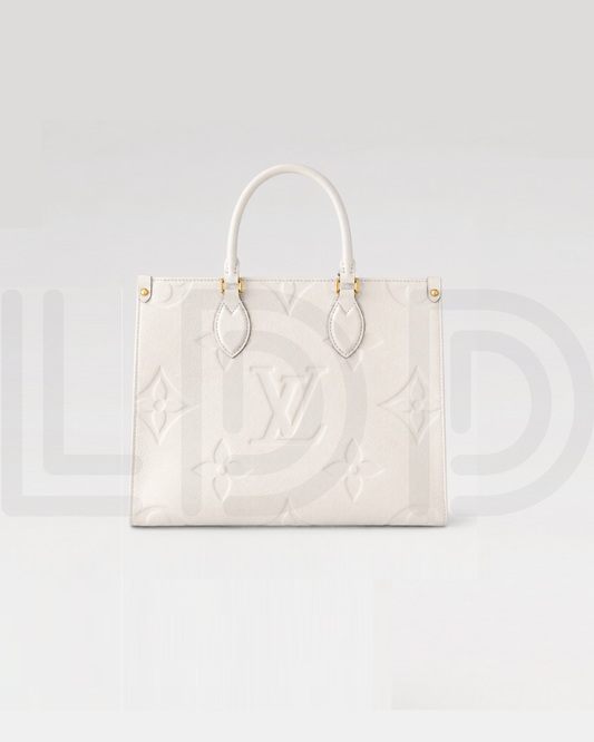 L-O-U-I-S V-U-I-T-T-O-N OnTheGo Handbag with Pouch – 2PC Luxe Women Bag Set (White)