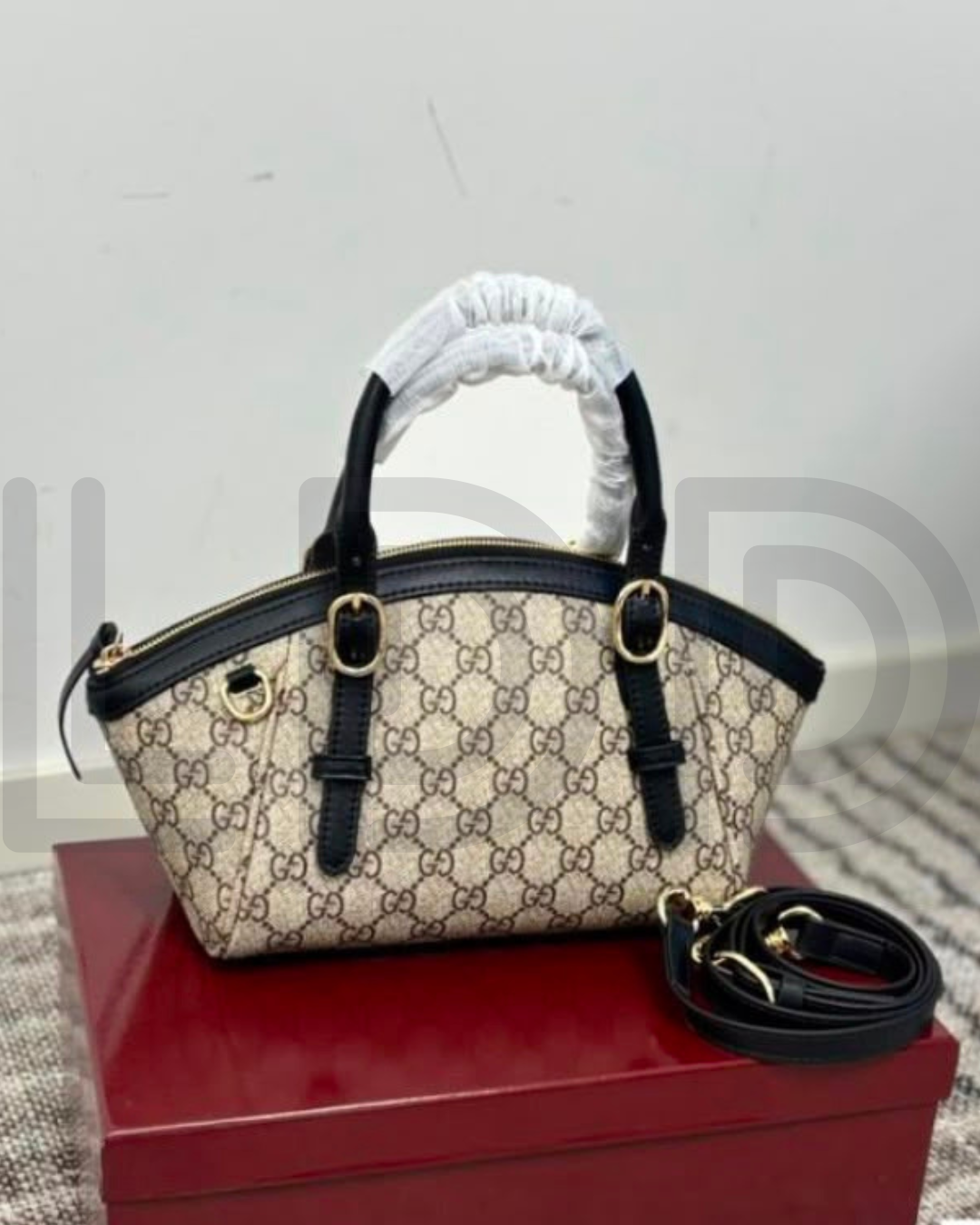 G-U-C-C-I GG Emblem Small Top Handle Crossbody – Signature Luxe Women Bag (Black)