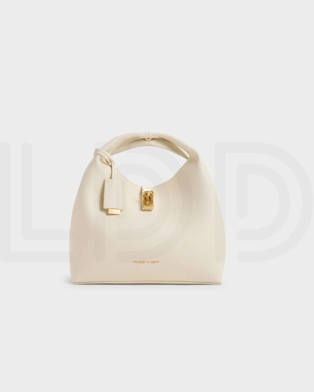C-H-A-R-L-E-S & K-E-I-T-H Chance Turn-Lock Bucket Bag 2pc Set – Premium Women Bag (Cream)