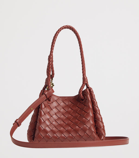 B-O-T-T-E-G-A V-E-N-E-T-A Small Shoulder Women Bag – Intrecciato Chic Edition (Maroon)