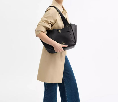 C-O-A-C-H Hadley Turnlock Tote – Elegant Luxe Women Bag (Black)
