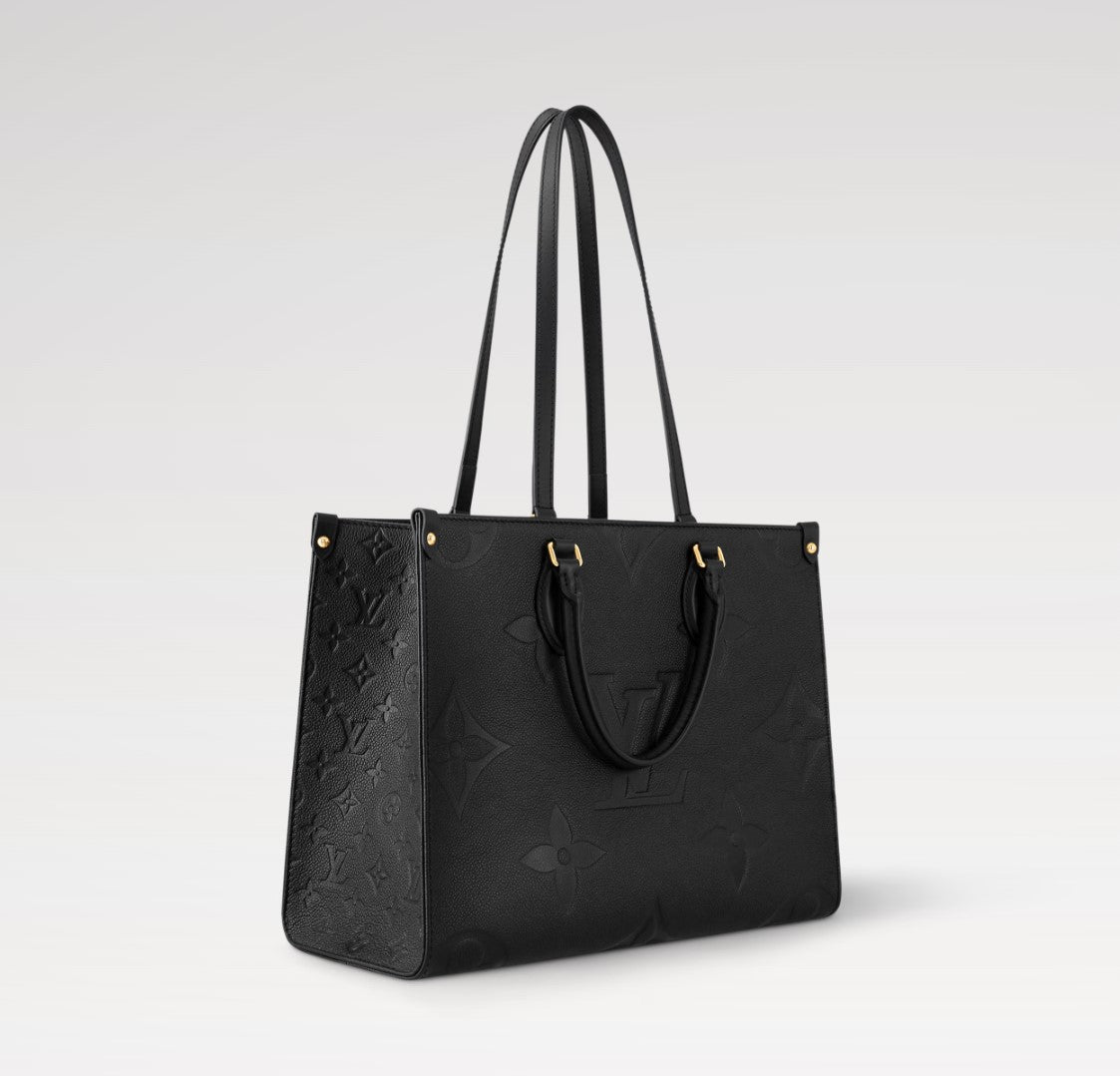 L-O-U-I-S V-U-I-T-T-O-N OnTheGo Handbag with Pouch – 2PC Luxe Women Bag Set (Black-2)