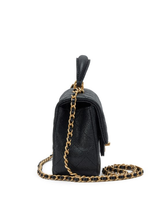 C-H-A-N-E-L Quilted Mini Top Handle Rectangular Flap Bag – Luxury Women Bag (Black)