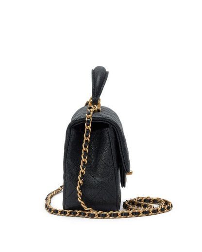 C-H-A-N-E-L Quilted Mini Top Handle Rectangular Flap Bag – Luxury Women Bag (Black)