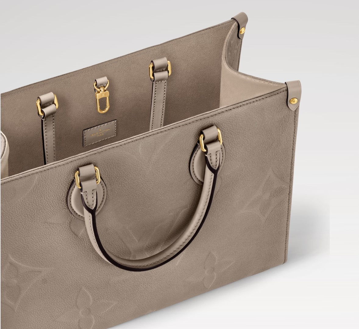 L-O-U-I-S V-U-I-T-T-O-N OnTheGo Handbag with Pouch – 2PC Luxe Women Bag Set (Beige)