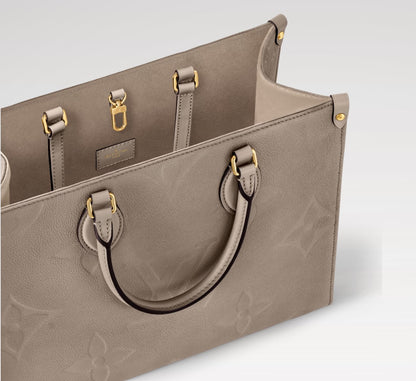 L-O-U-I-S V-U-I-T-T-O-N OnTheGo Handbag with Pouch – 2PC Luxe Women Bag Set (Beige)