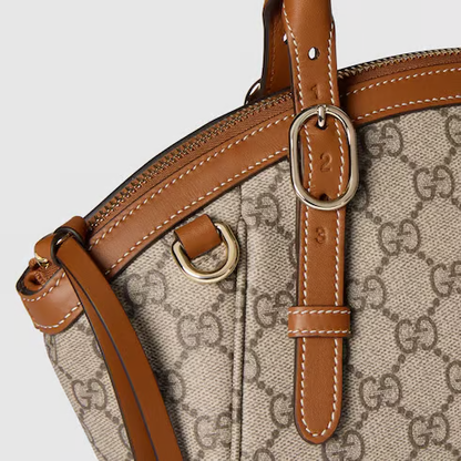 G-U-C-C-I GG Emblem Small Top Handle Crossbody – Signature Luxe Women Bag (Brown)