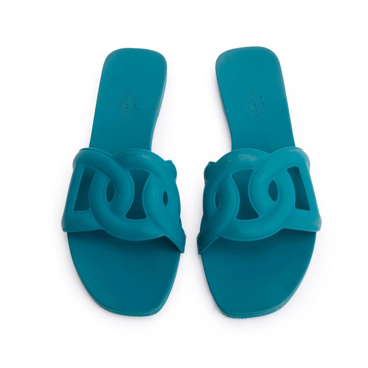 HERMÈS Aloha Slides – Premium Women Footwear (Teal / Sea Green)