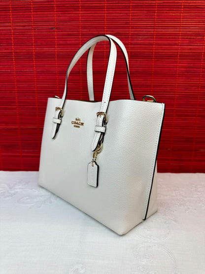 C-O-A-C-H Mollie Tote Women Bag – Premium Class Big Size Edition (Silver Chalk White)