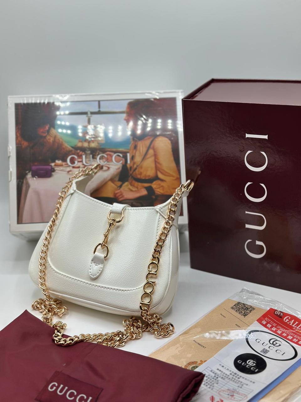 G-U-C-C-I Jackie Notte Mini Women Bag | With Double Brand Box & Dust Bag (White)