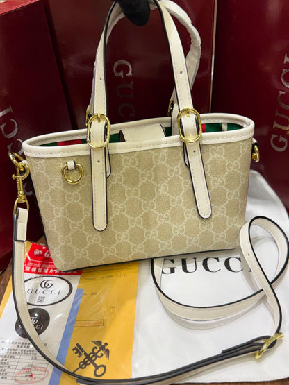 G-U-C-C-I GG Emblem Mini Bag – Luxury Women Bag (Off White Cream)