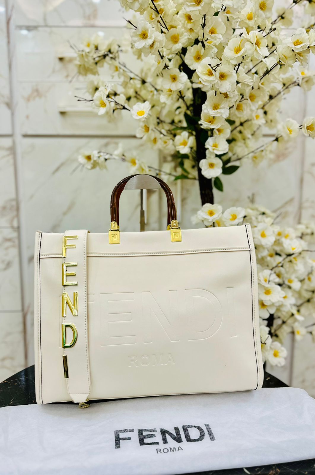 F-E-N-D-I Premium Tote Women Bag – Luxury Edition (White)
