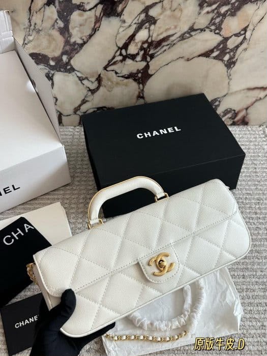 C-H-A-N-E-L 2025 Large Patent Top Handle Bag – Fall/Winter Collection | Premium Quality Women Bag (White)