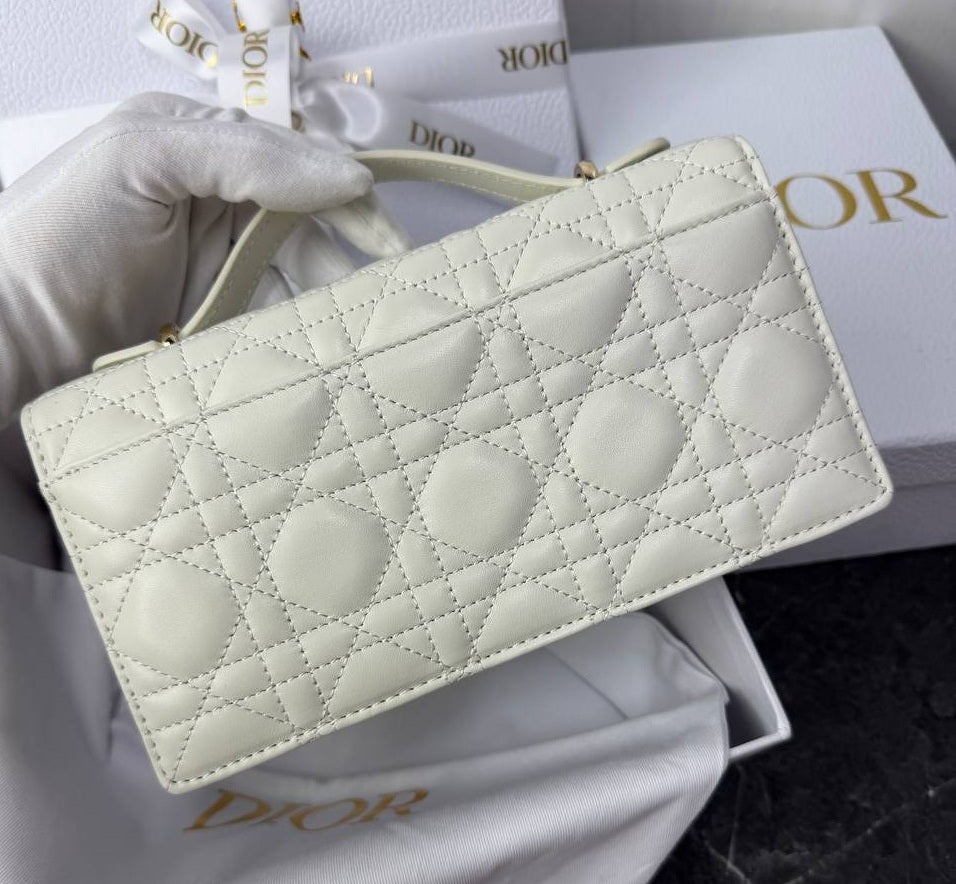 D-I-O-R My Dior Mini Bag – Elegant Luxury Women Bag with Removable Chain (White)