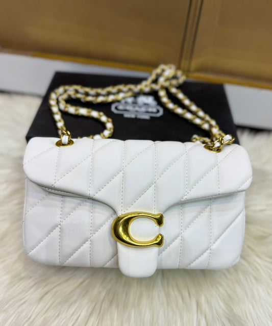 C-O-A-C-H Quilted Tabby 26 – Premium Quality Shoulder & Crossbody Women Bag (White)