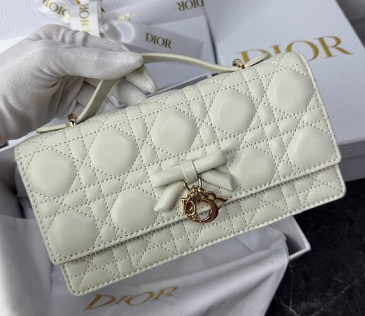 D-I-O-R My Dior Mini Bag – Elegant Luxury Women Bag with Removable Chain (White)