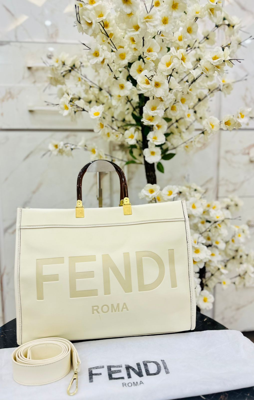 F-E-N-D-I Premium Tote Women Bag – Luxury Edition (White)