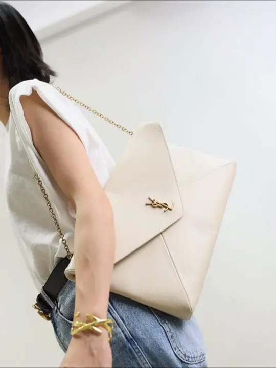 S-A-I-N-T L-A-U-R-E-N-T Cassandre Mini Leather Crossbody Bag – Luxury Women Bag (White)