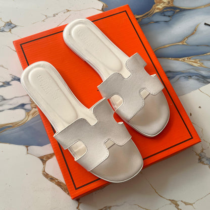 HERMES Oran Women Sandals – Imported Premium Flat Slippers (White)