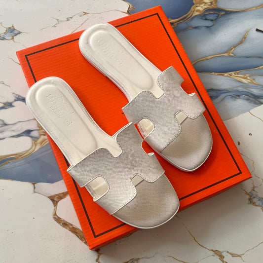 HERMES Oran Women Sandals – Imported Premium Flat Slippers (White)