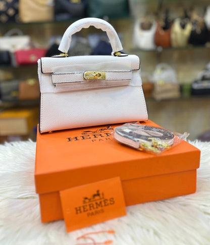 H-E-R-M-È-S Kelly 20 Mini – Elegant PU Leather Women Bag | Premium Quality (White)
