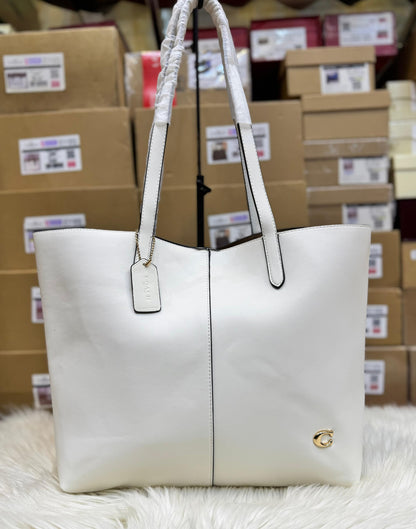 C-O-A-C-H North 32 Tote Bag – Premium Women Tote Bag with Suede Lining (White)
