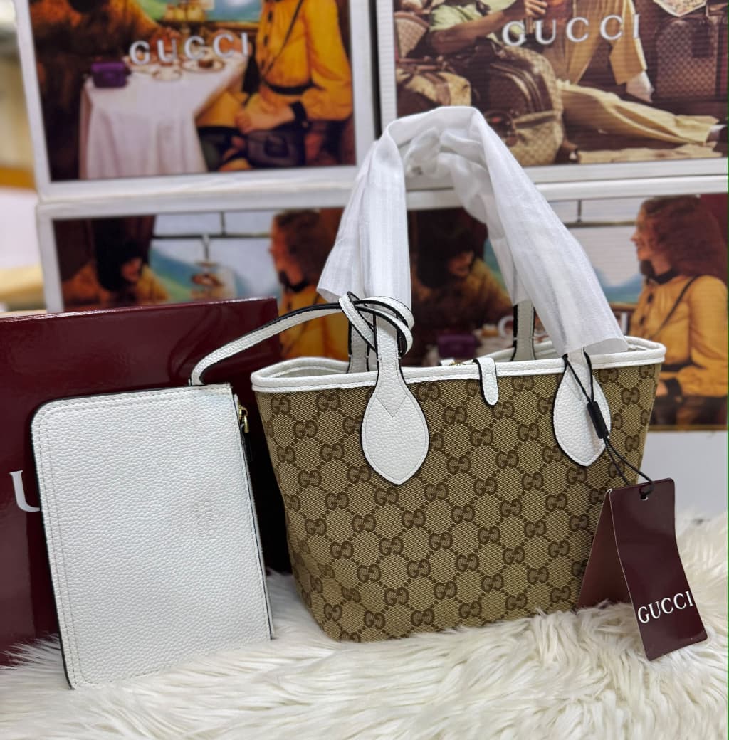 G-U-C-C-I Totissima Reversible Tote Bag – Premium Quality Women Bag | Double Box & Dust Bag (White)
