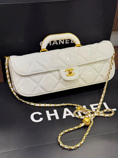 C-H-A-N-E-L 2025 Large Patent Top Handle Bag – Fall/Winter Collection | Premium Quality Women Bag (White)