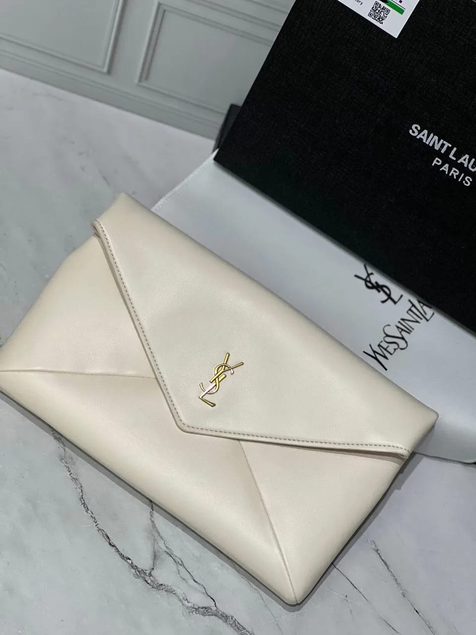 S-A-I-N-T L-A-U-R-E-N-T Cassandre Mini Leather Crossbody Bag – Luxury Women Bag (White)