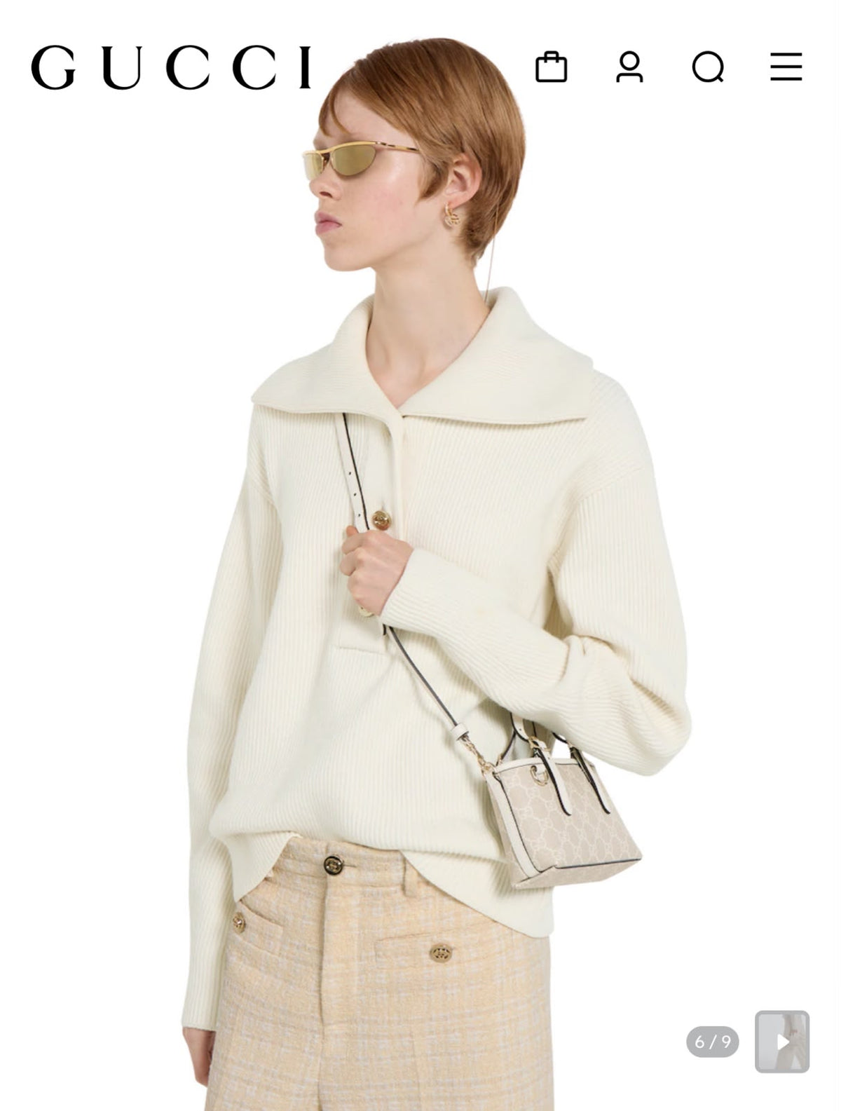 G-U-C-C-I GG Emblem Mini Bag – Luxury Women Bag (Off White Cream)