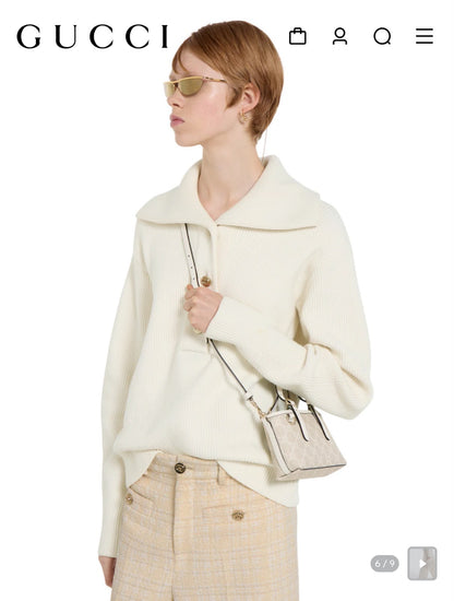 G-U-C-C-I GG Emblem Mini Bag – Luxury Women Bag (Off White Cream)