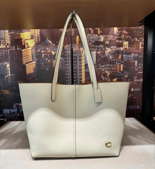 C-O-A-C-H North 32 Tote Bag – Premium Women Tote Bag with Suede Lining (White)