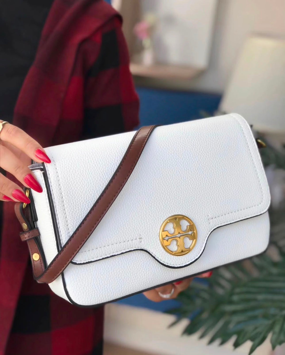 T-O-R-Y B-U-R-C-H Felix Flap Shoulder Bag – Premium Quality Women Bag | 2 Straps | Brand Box & Dust Bag (White)