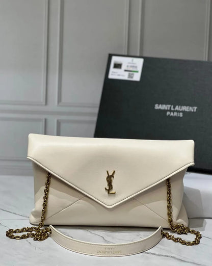 S-A-I-N-T L-A-U-R-E-N-T Cassandre Mini Leather Crossbody Bag – Luxury Women Bag (White)