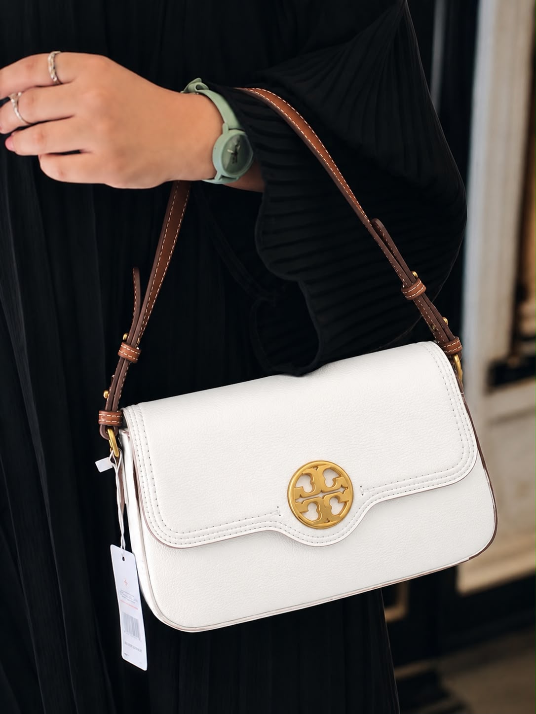 T-O-R-Y B-U-R-C-H Felix Flap Shoulder Bag – Premium Quality Women Bag | 2 Straps | Brand Box & Dust Bag (White)