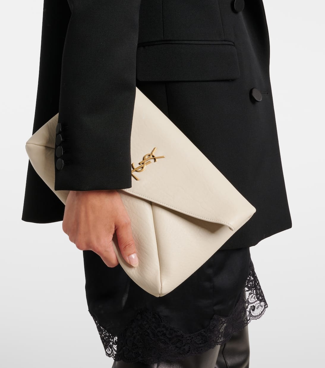 S-A-I-N-T L-A-U-R-E-N-T Cassandre Mini Leather Crossbody Bag – Luxury Women Bag (White)