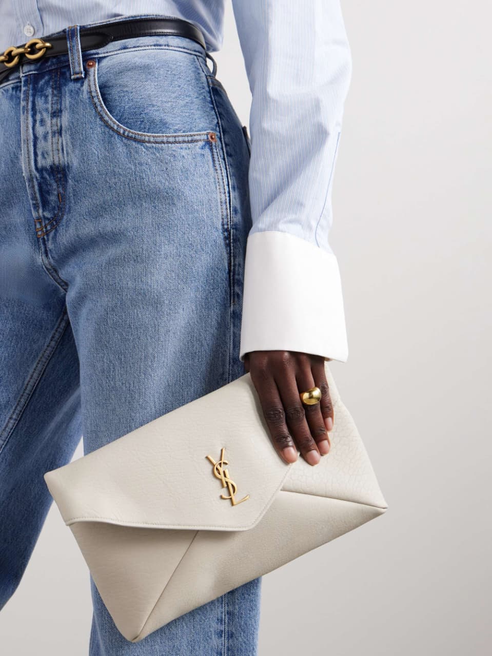 S-A-I-N-T L-A-U-R-E-N-T Cassandre Mini Leather Crossbody Bag – Luxury Women Bag (White)