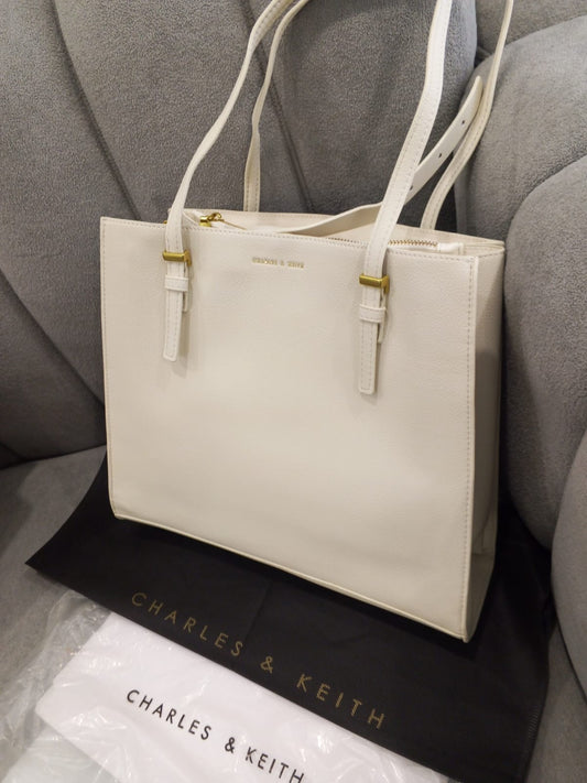 C-H-A-R-L-E-S & K-E-I-T-H Sansa Tote Bag – Premium Quality Women Bag (White)