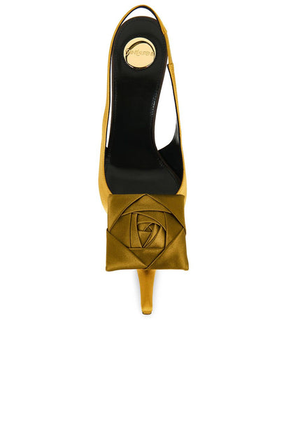 Y-S-L SAINT LAURENT Amalia Slingback Pumps – 4.3" Heel | Premium Quality Luxury Women Footwear (Sand Yellow)