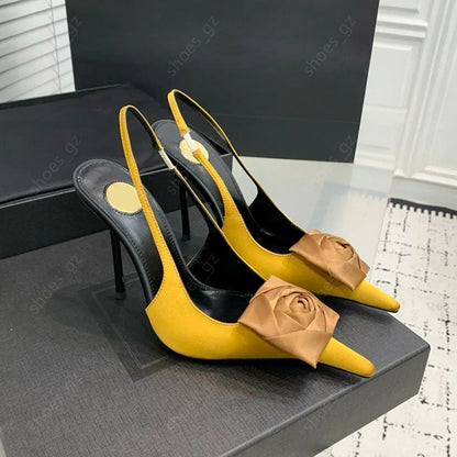 Y-S-L SAINT LAURENT Amalia Slingback Pumps – 4.3" Heel | Premium Quality Luxury Women Footwear (Sand Yellow)